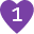 Small purple heart with white “1” inside represents “Option 1” or “Step 1”